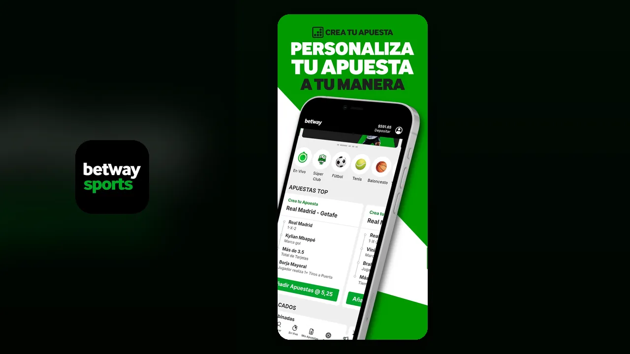 Captura oficial de la app de Betway