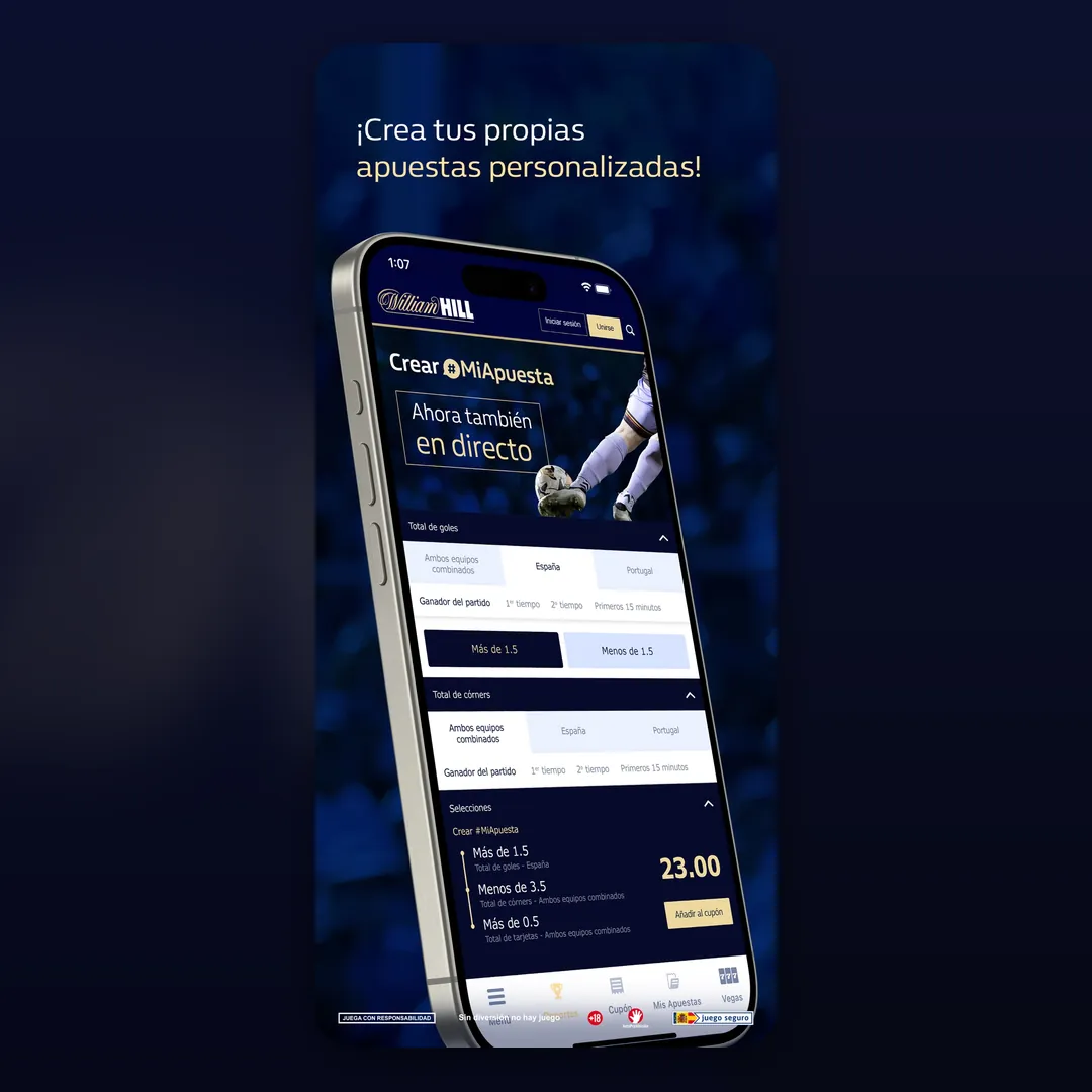 Captura oficial de la app de William Hill